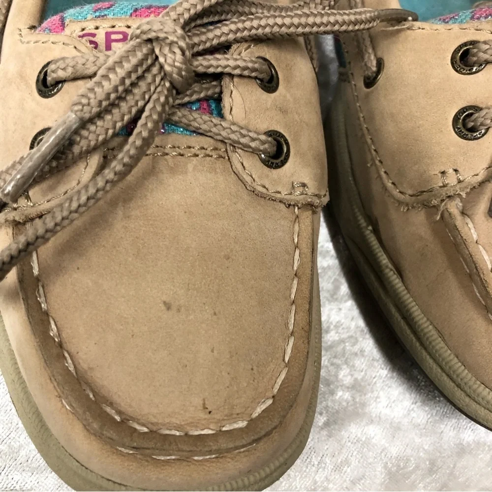 SPERRY TOP-SIDER Laguna Brown Leather Boat Shoes girls Size 3m leopard